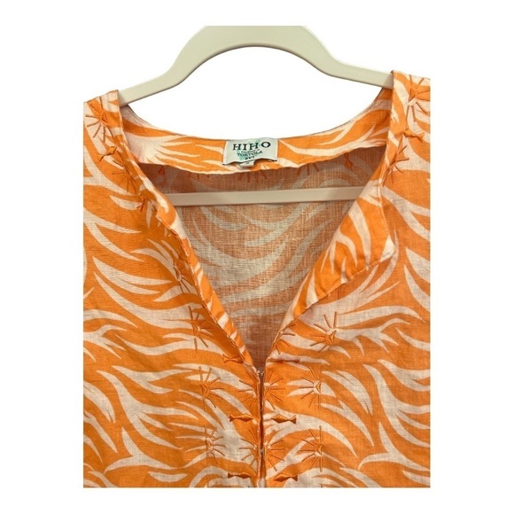 Hiho Linen Embroidered Tropical Dress Size Small RG1 - Picture 2 of 3